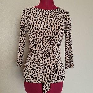 Ann Taylor long sleeves animal print top brown